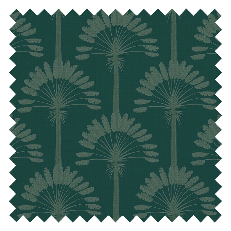 Palmette Fabric in Rustic Green on Teal