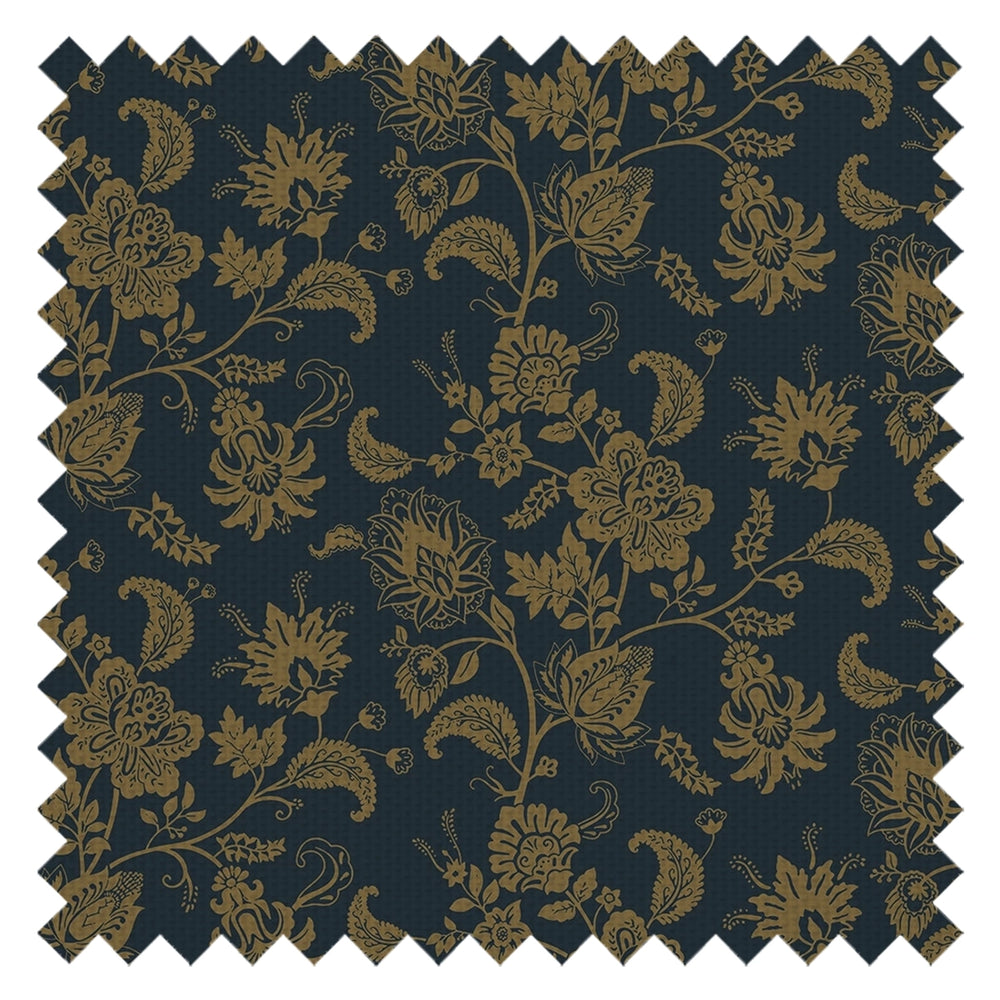 Balmoral Baroque Fabric in Mustard and Oxford Blue