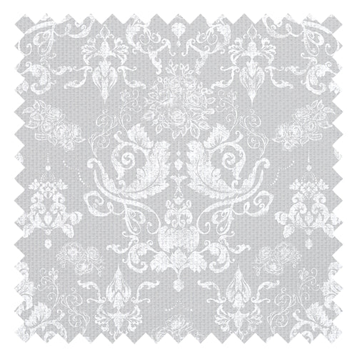 Bridgerton Damask Fabric in Classic Grey and Pearl White