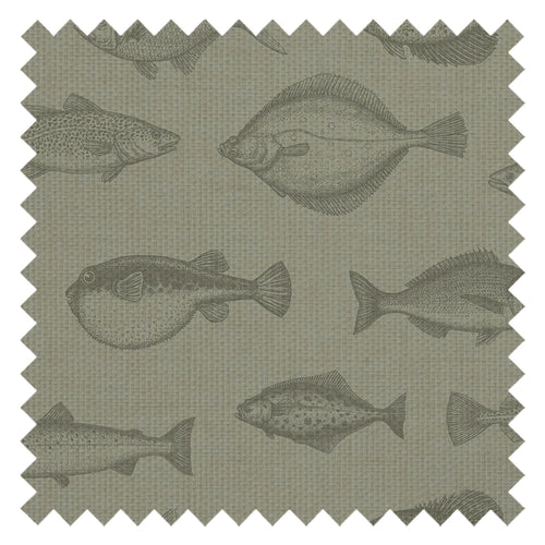 Gone Fishing Fabric in Warm Grey
