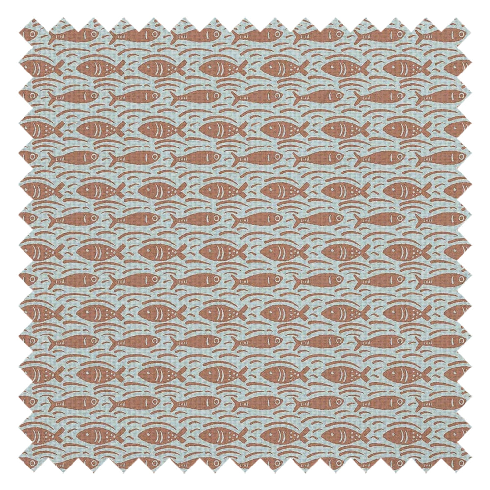 Catch of the Day Fabric in Autumn Spice on Duck Egg