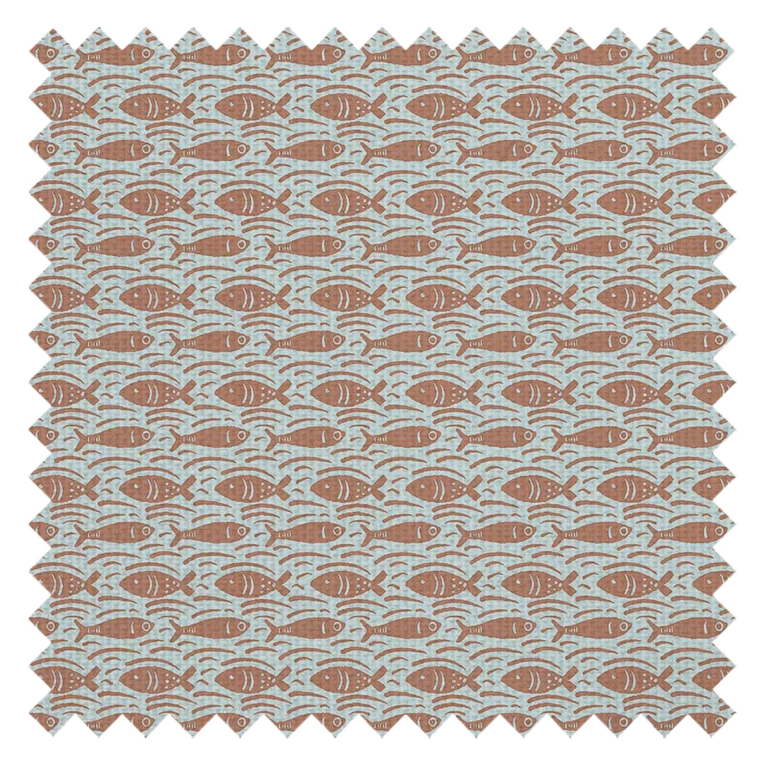 Catch of the Day Fabric in Autumn Spice on Duck Egg