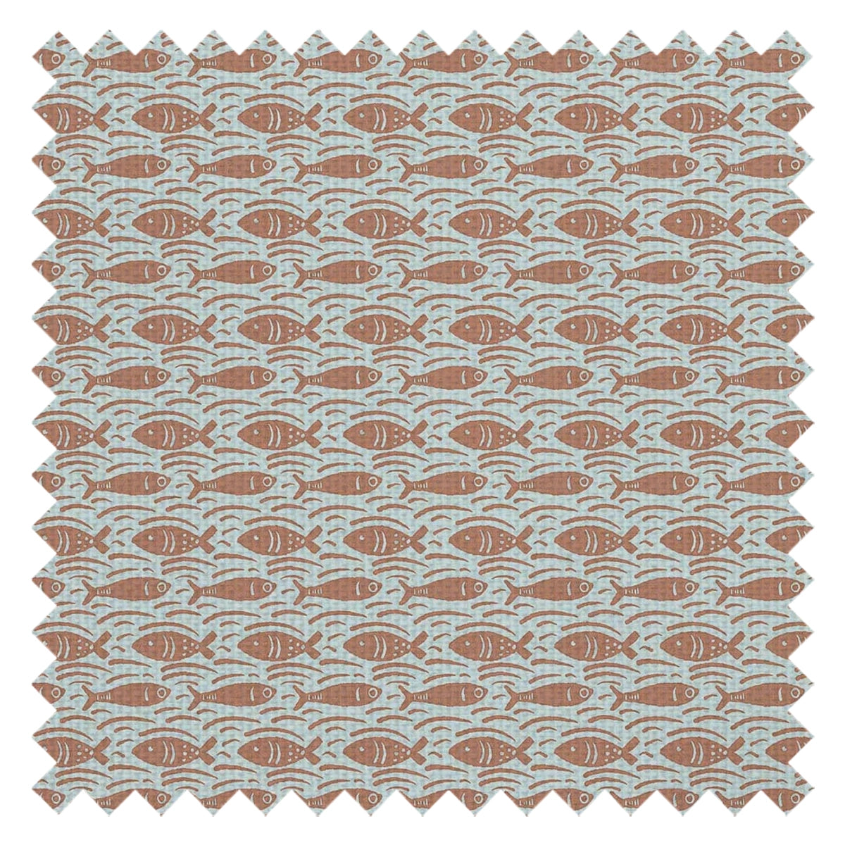 Catch of the Day Fabric in Autumn Spice on Duck Egg