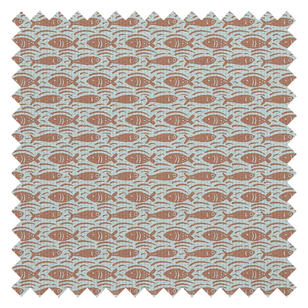 Catch of the Day Fabric in Autumn Spice on Duck Egg