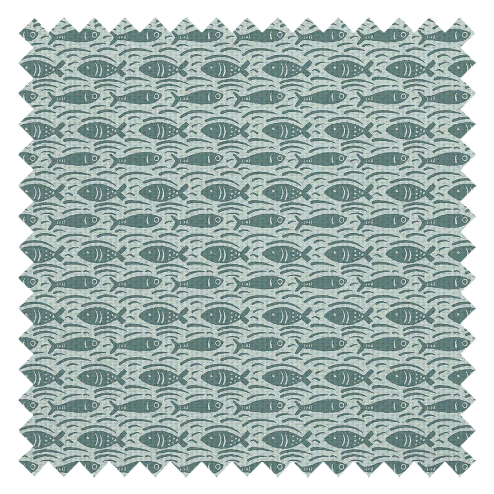 Catch of the Day Fabric in Teal on Duck Egg