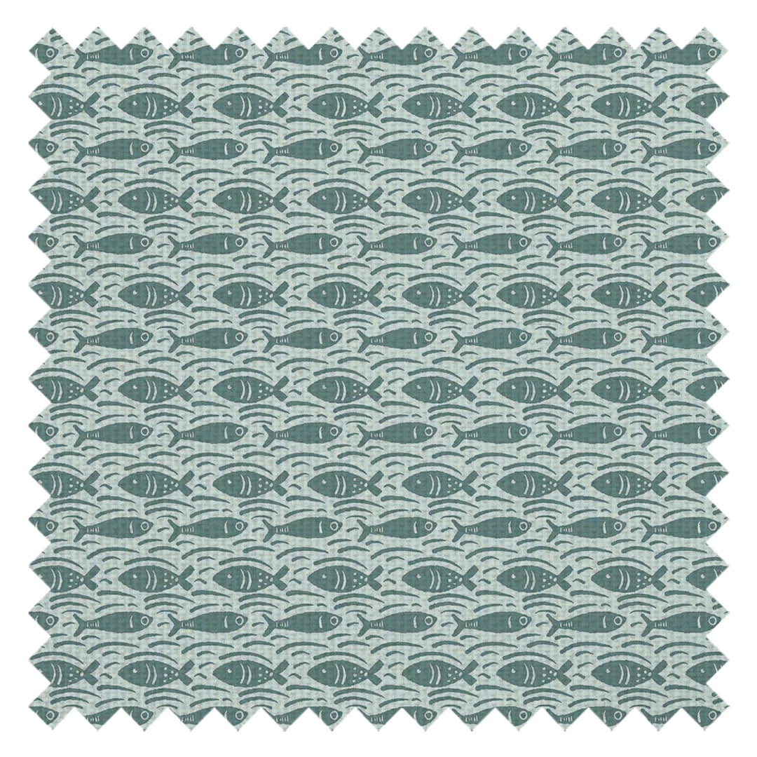 Catch of the Day Fabric in Teal on Duck Egg