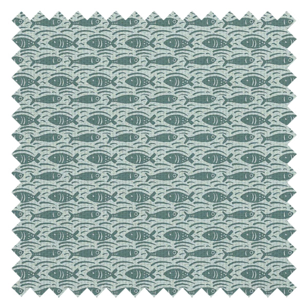 Catch of the Day Fabric in Teal on Duck Egg