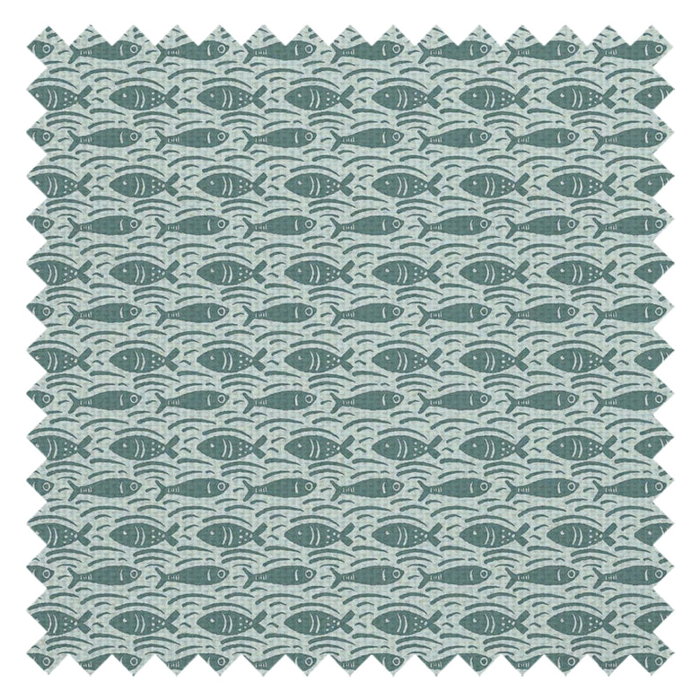 Catch of the Day Fabric in Teal on Duck Egg
