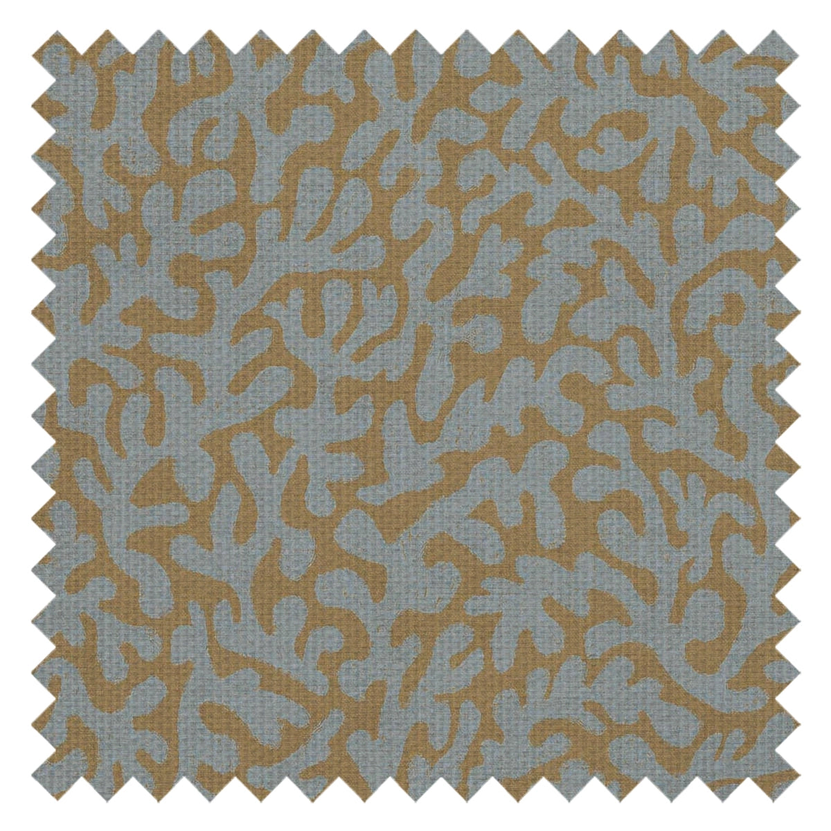 Coral Cove Fabric in Cornflower Blue and Rich Ochre