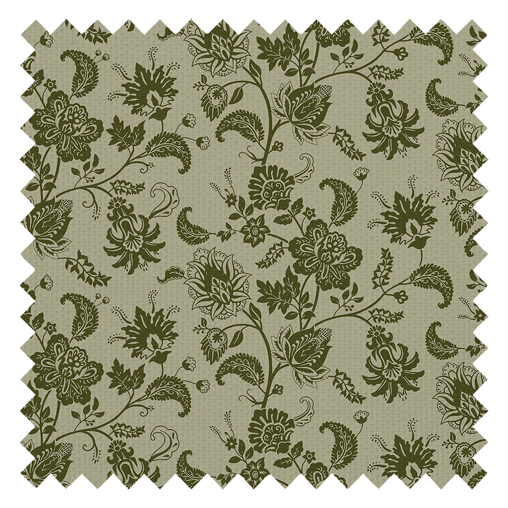 Balmoral Baroque Fabric in Gentleman Green and Warm Grey