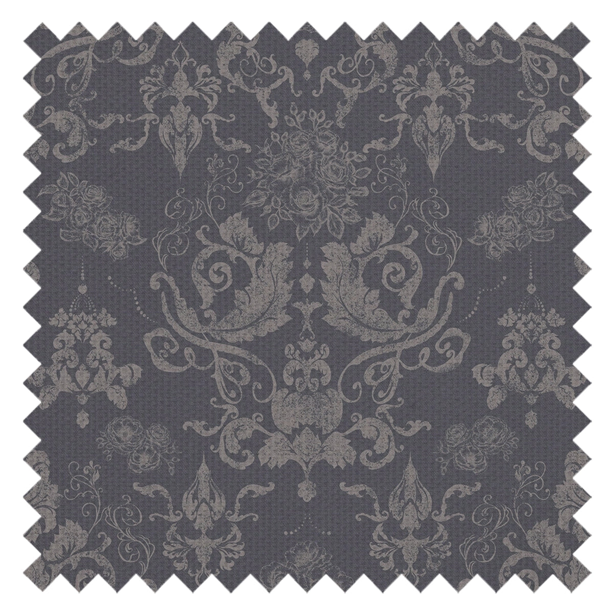 Bridgerton Damask Fabric in Slate and Vintage Grey