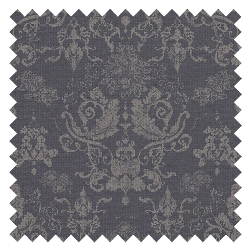 Bridgerton Damask Fabric in Slate and Vintage Grey