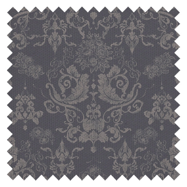 Bridgerton Damask Fabric in Slate and Vintage Grey