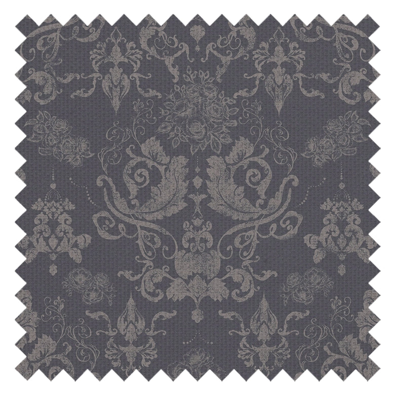 Bridgerton Damask Fabric in Slate and Vintage Grey