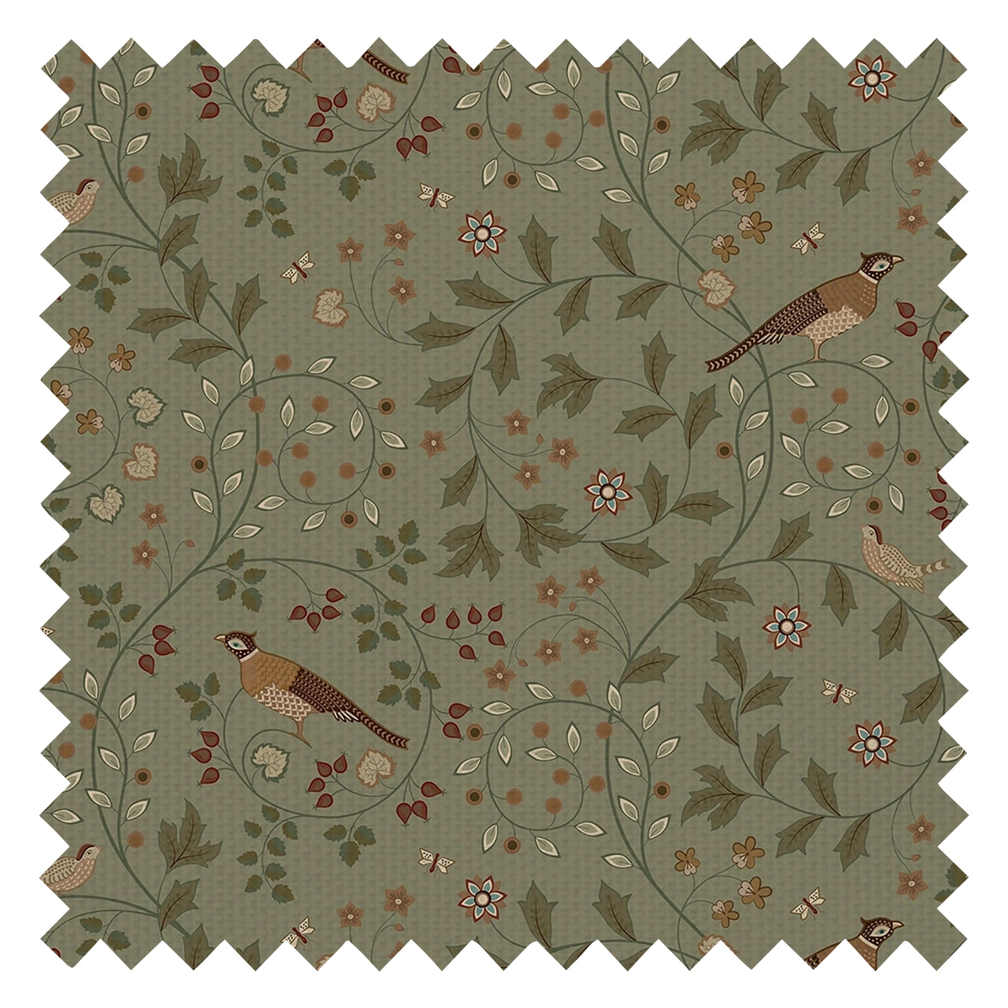 The Grand Estate Fabric in Rural Tones on Sage Green