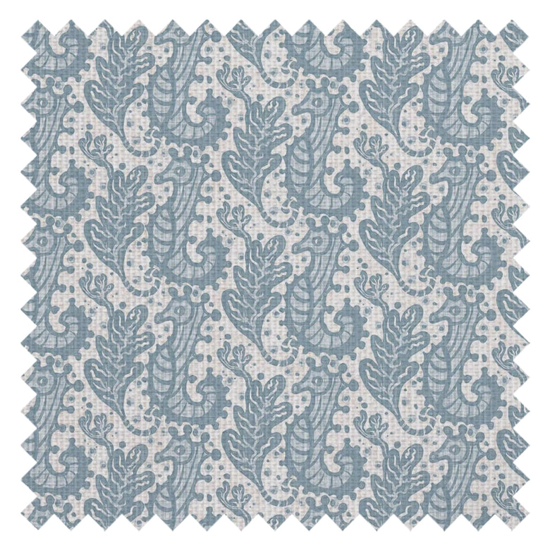 Shetland Seahorses Fabric in Cornflower Blue