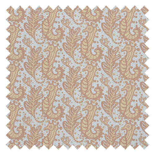 Shetland Seahorses Fabric in Lemon Meringue on Duck Egg