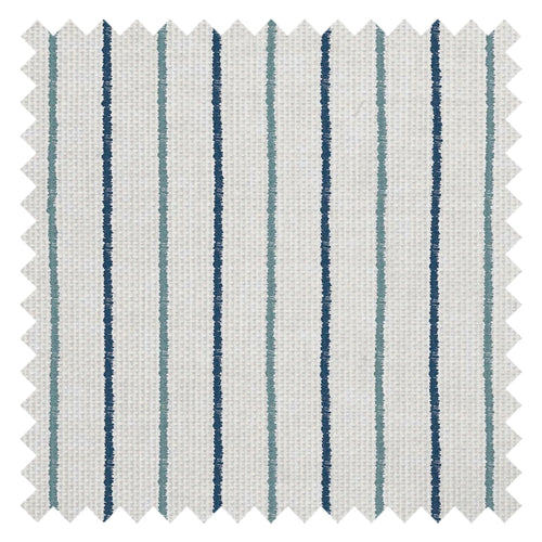 Shoreline Stripes Fabric in Classic Navy and Teal on Sand