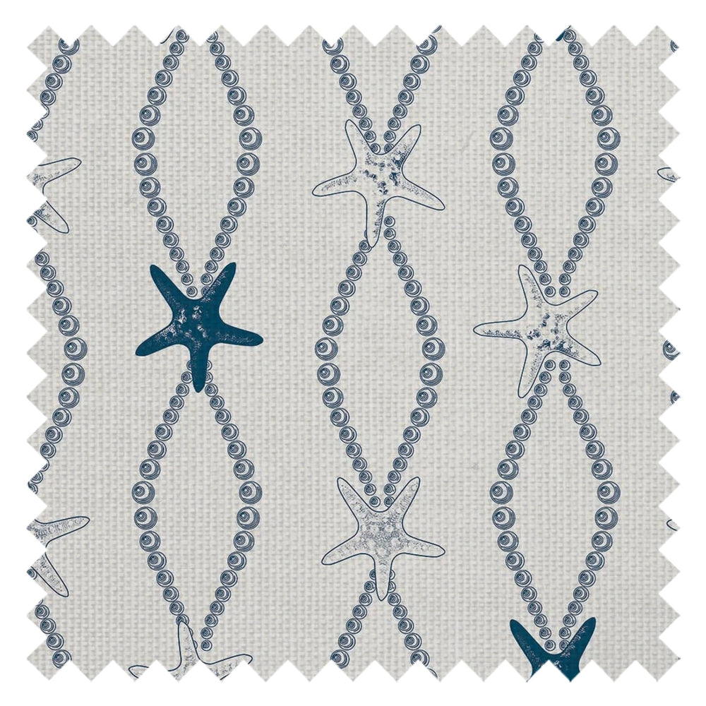 Underwater Treasure Fabric in Classic Navy on Pearl White