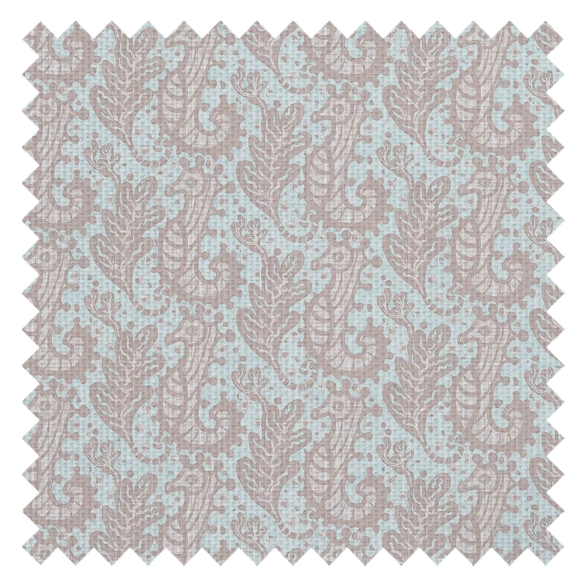 Shetland Seahorses Fabric in Vintage Rose on Mineral
