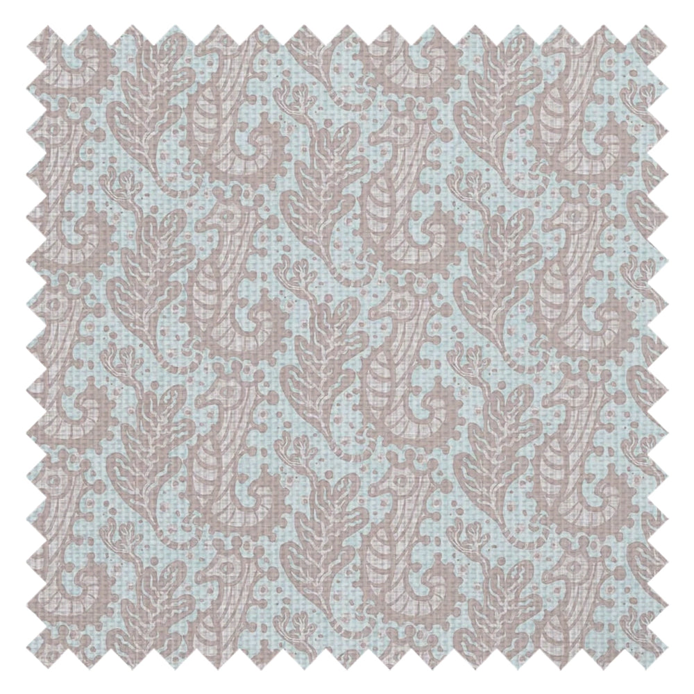 Shetland Seahorses Fabric in Vintage Rose on Mineral