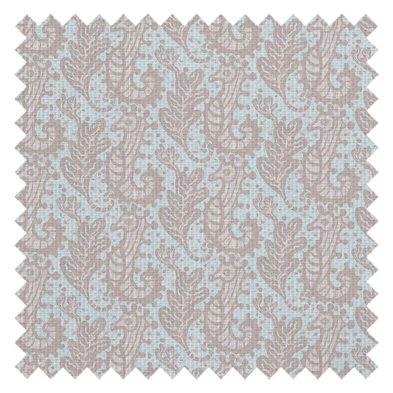 Shetland Seahorses Fabric in Vintage Rose on Mineral