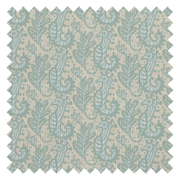 Shetland Seahorses Fabric in Duck Egg on Sand