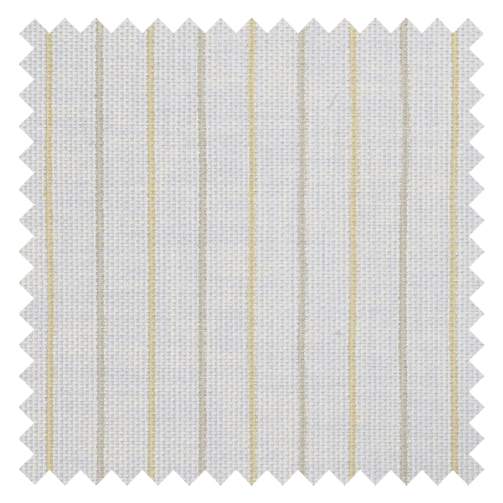 Shoreline Stripes Fabric in Lemon Meringue and Gold on Pearl White