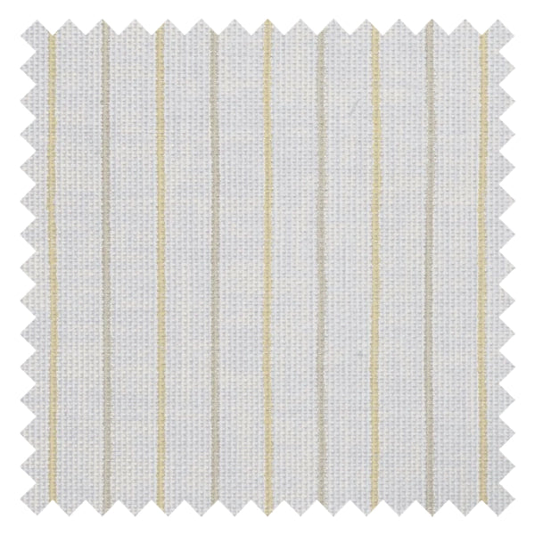 Shoreline Stripes Fabric in Lemon Meringue and Gold on Pearl White