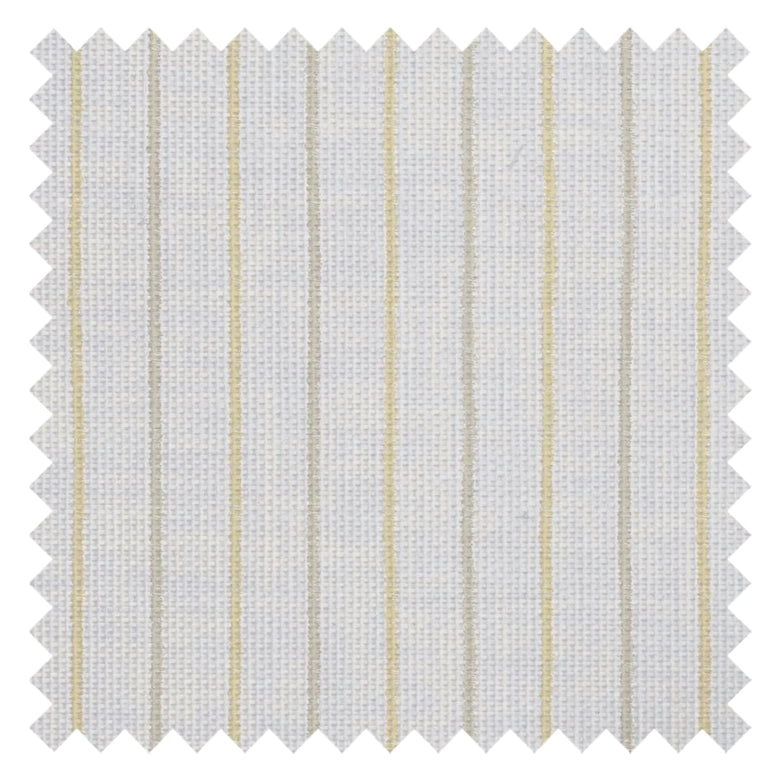 Shoreline Stripes Fabric in Lemon Meringue and Gold on Pearl White