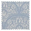 St. Mawes Lace Fabric in Pearl White on Cornflower Blue