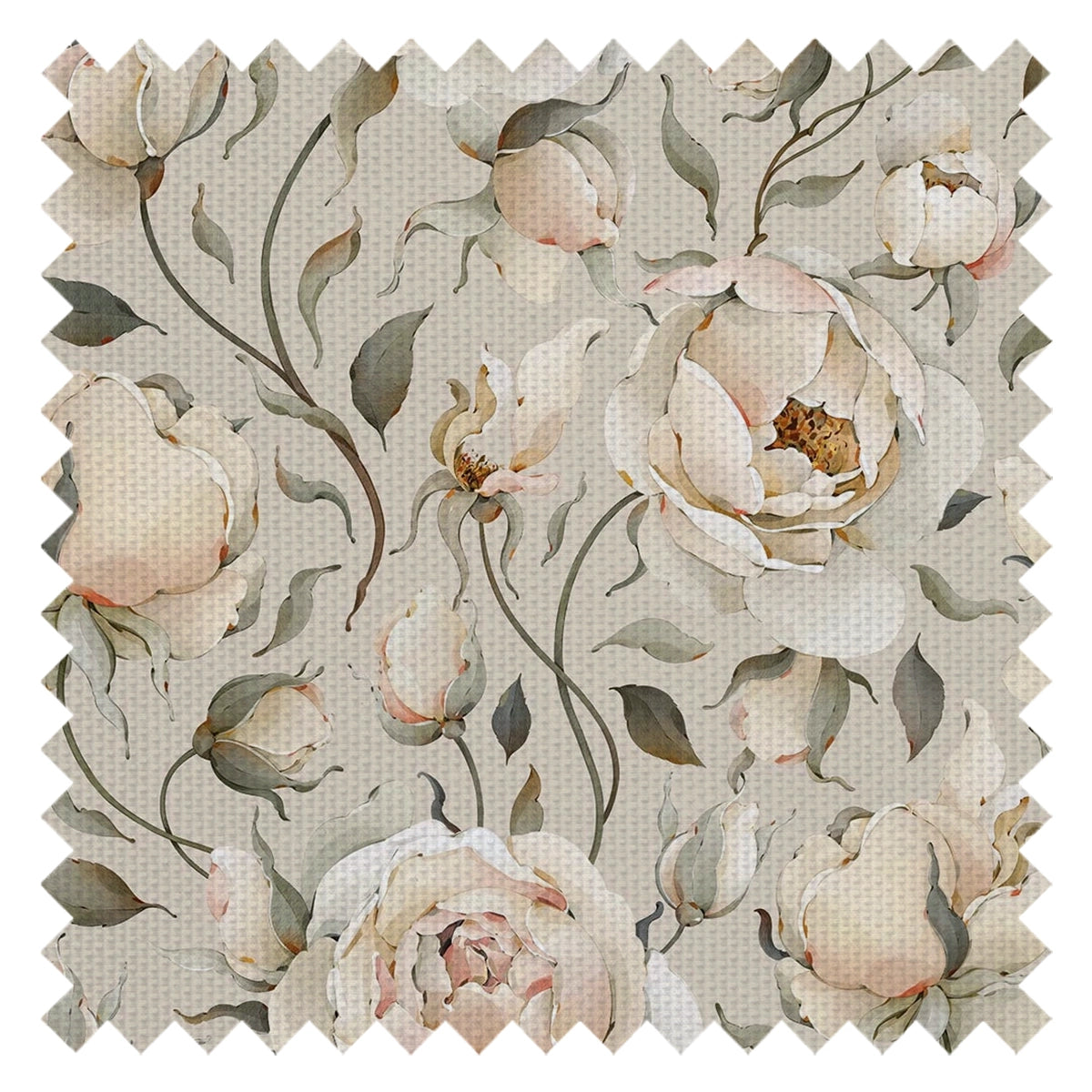 Enchanted Roses Fabric in Blush on Castle Stone