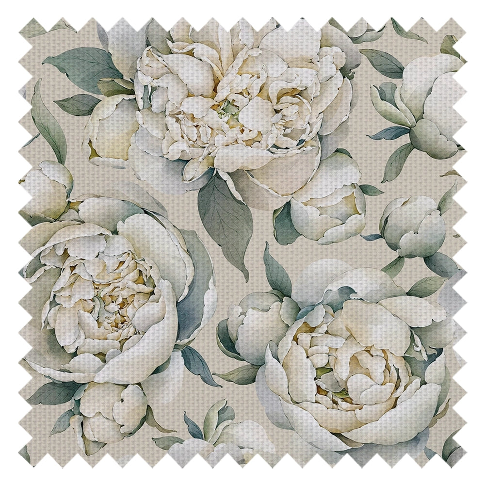 English Garden Peonies Fabric in Castle Stone