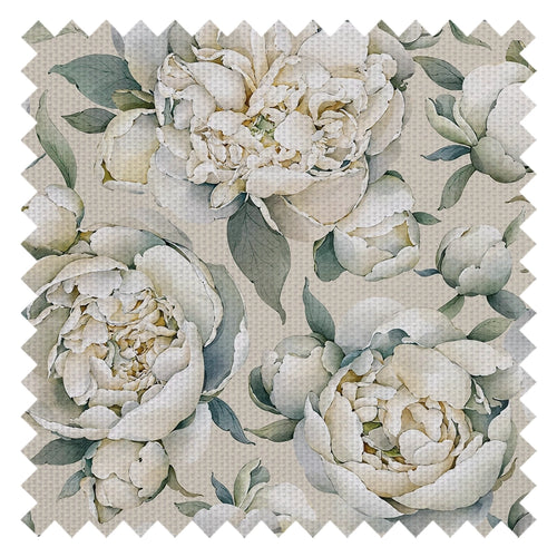 English Garden Peonies Fabric in Castle Stone