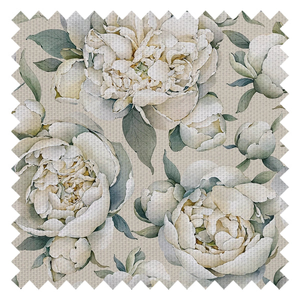 English Garden Peonies Fabric in Castle Stone