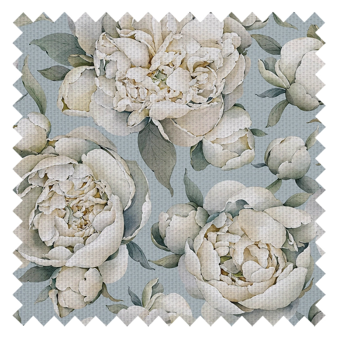 English Garden Peonies Fabric in Mineral Mist