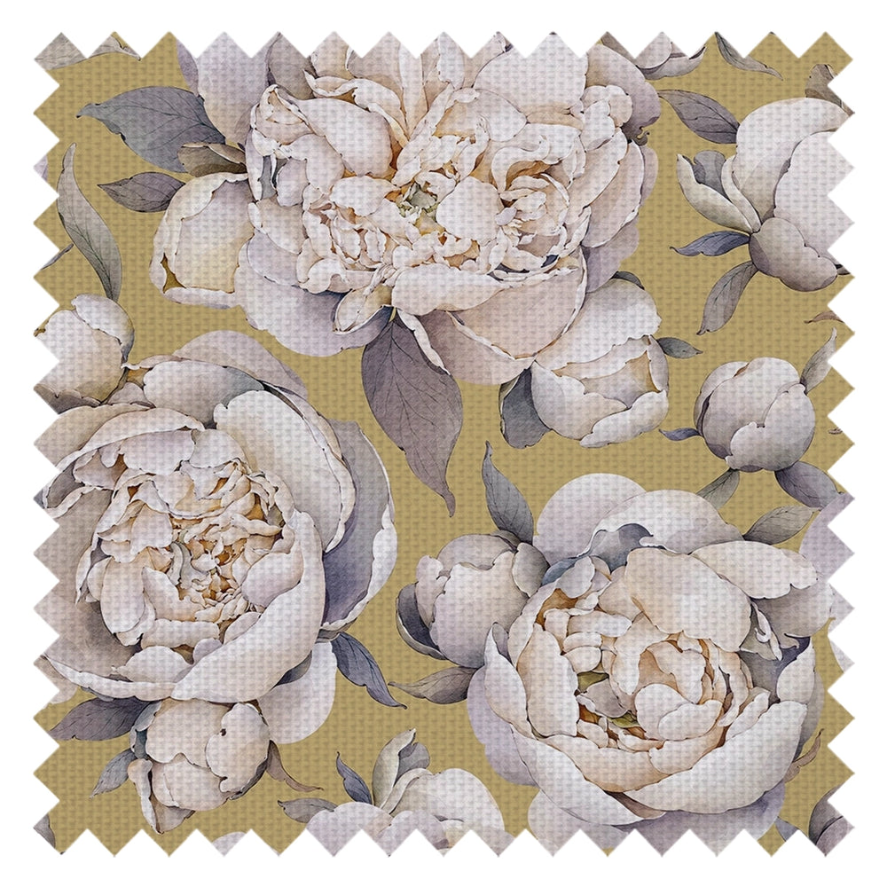 English Garden Peonies Fabric in Antique Gold