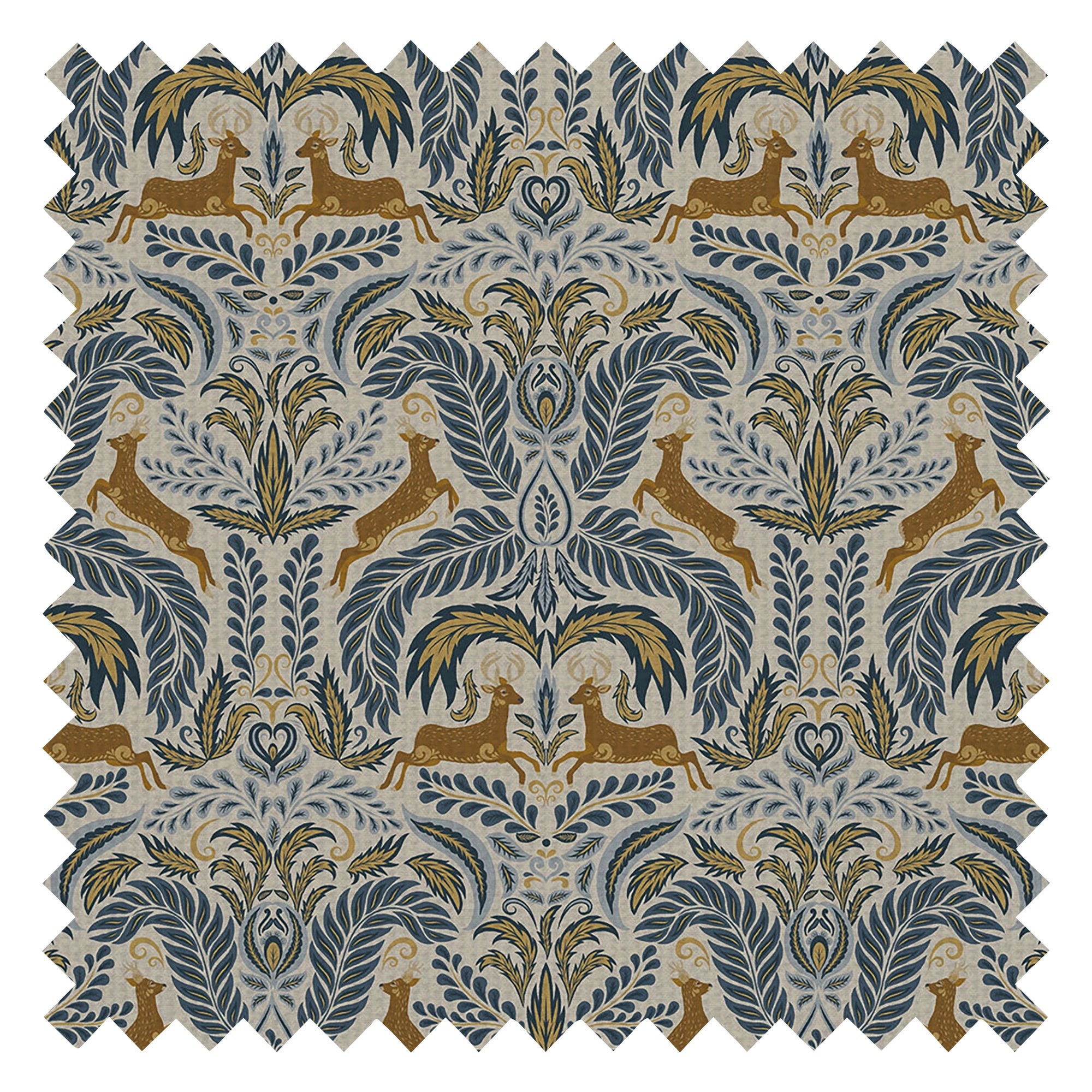 The Endearing Deer Fabric in Winter Blues
