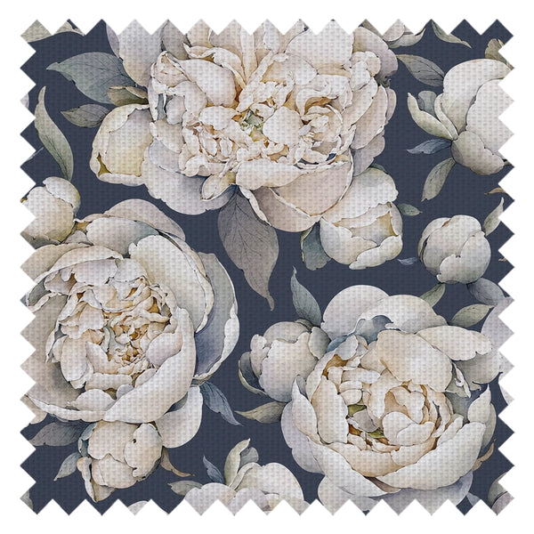 English Garden Peonies Fabric in Classic Navy