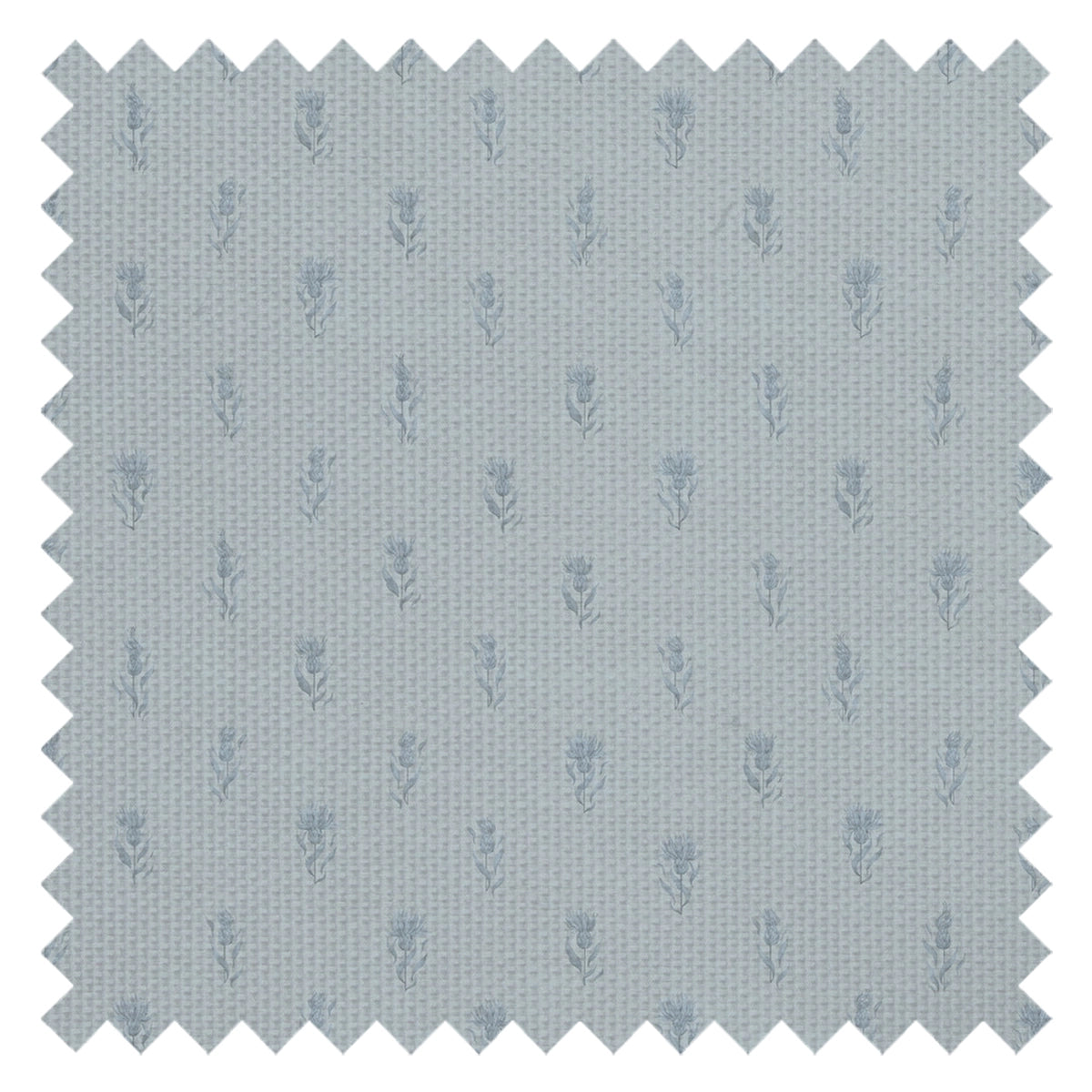 Wee Thistle Fabric in Cornflower Blue on Mineral Mist