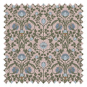 Tulip Garden Fabric in Mineral and Forest Green on Vintage Rose