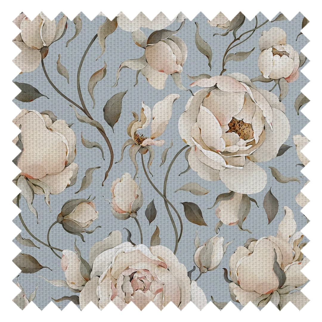 Enchanted Roses Fabric in Blush on Mineral Mist