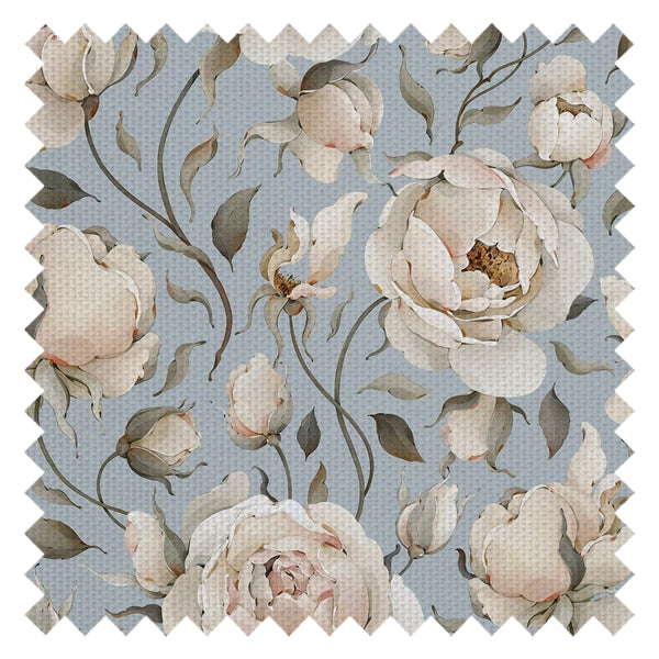 Enchanted Roses Fabric in Blush on Mineral Mist