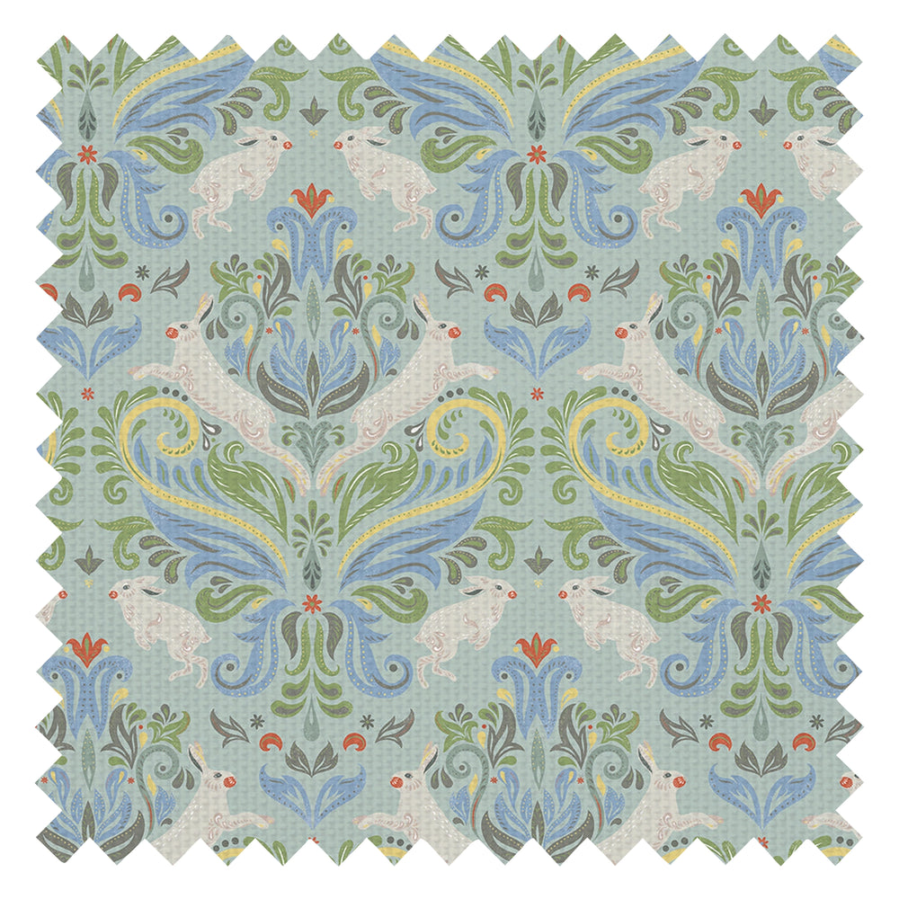 The Hopping Hare Fabric in Springtime Shades