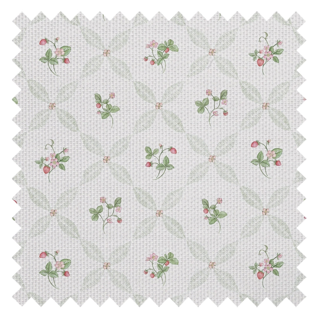 Strawberry Harvest Trellis Fabric in Summer Greens and Berry Red