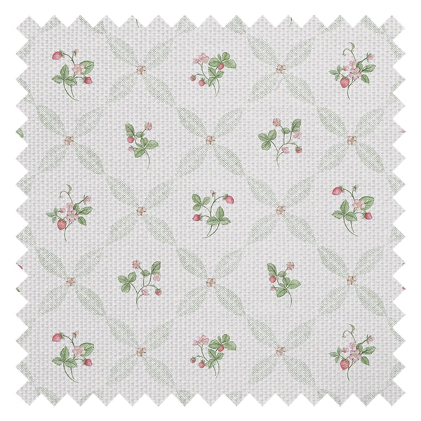 Strawberry Harvest Trellis Fabric in Summer Greens and Berry Red