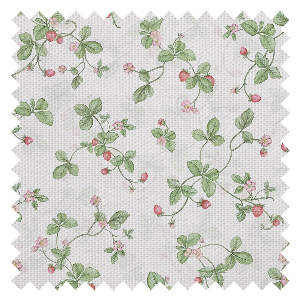 Strawberry Harvest Fabric in Summer Greens and Berry Red