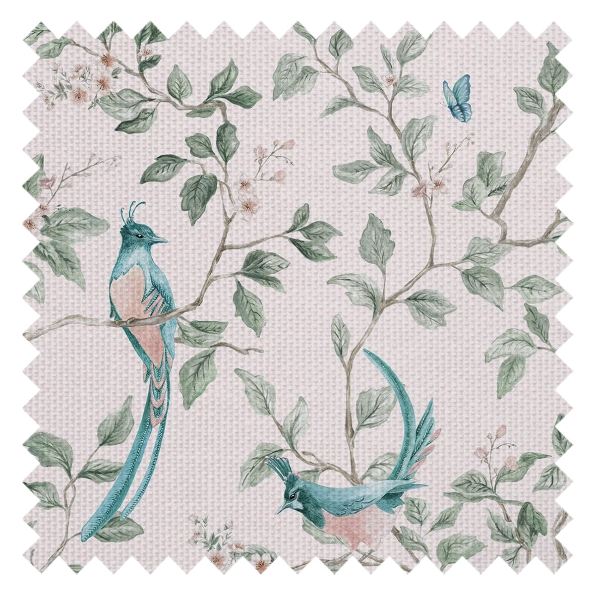 Song of The Lovebirds Fabric in Soft Pink