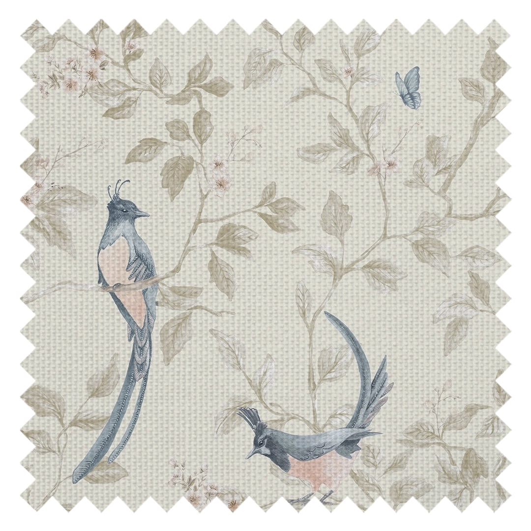Song of The Lovebirds Fabric in Cream