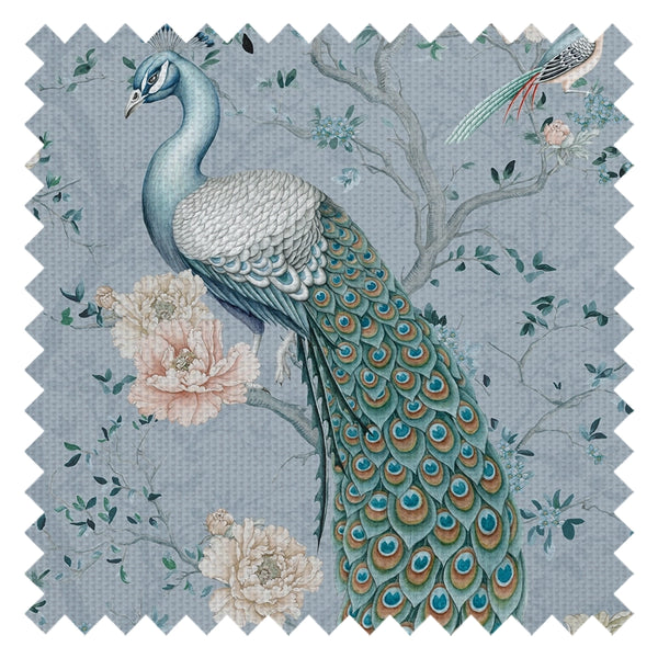 The Peacock's Promise Fabric in Heritage Blue